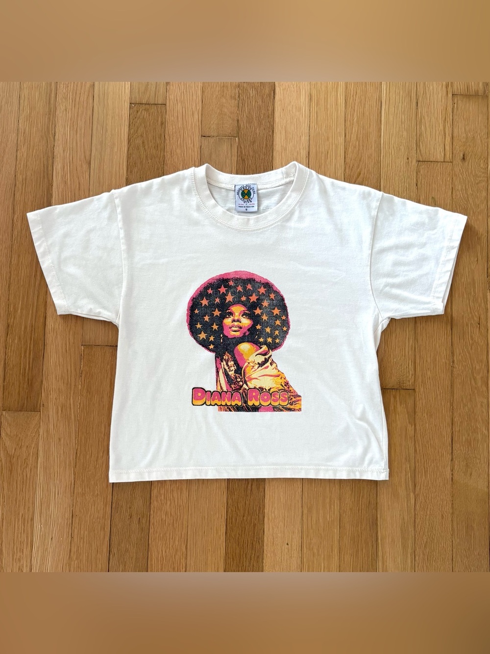 Vintage Cross Colours Cropped Shirt Diana Ross Print Women’s Small